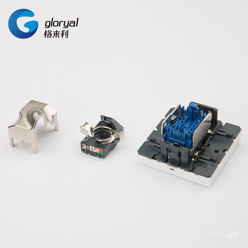 76566 French Type for CAT6 Shield Keystone Jack Modular RJ45 Connector France Jack with Black Base STP