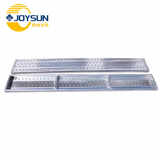 아연 도금 강철 스프링 보드, 야외 비계, 사다리 판자, 강철 판, 산책로, 보행 판, 금속 판자, 후크 프레임이 있는 gi 판자, 비계